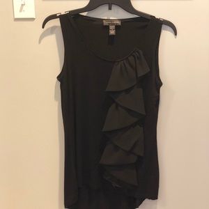 Black Tank Blouse with Ruffle